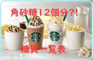 スターバックスドリンクの糖質一覧表